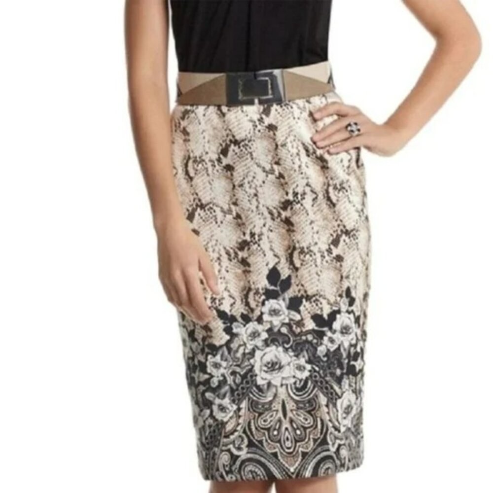 NWT WHBM Paisley Snake Floral Print Pencil Skirt 4